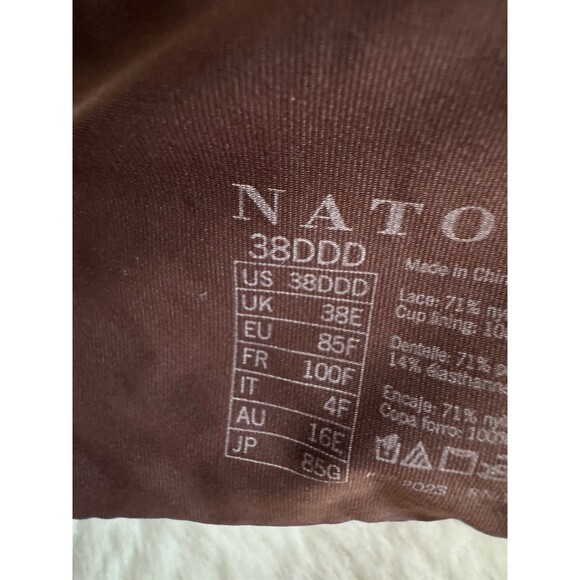 38DDD BRA NATORI Womens Brown Lined Underwire Back Closure Adjustable - Picture 4 of 5
